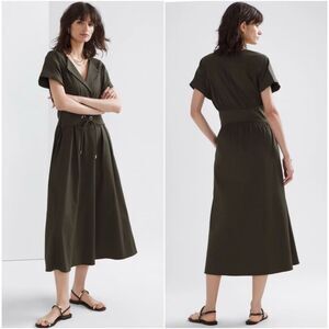 White House Black Market Short Sleeve Collar Poplin Midi Dress Size Large NEW